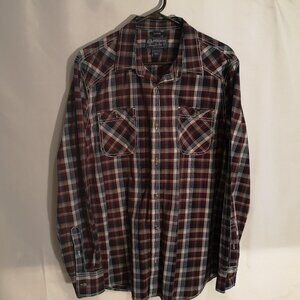 American Rag Men's Size XL Multi Colored Plaid Double Stitch Casual Shirt